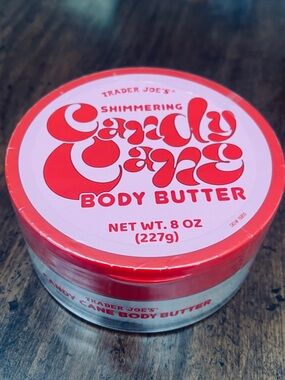 Trader Joe's Shimmering Candy Cane Body Butter - Red/White 8oz